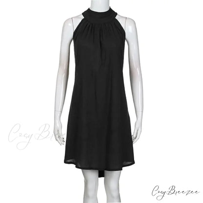 Turtleneck T-Shirt Dress for Women Black / S