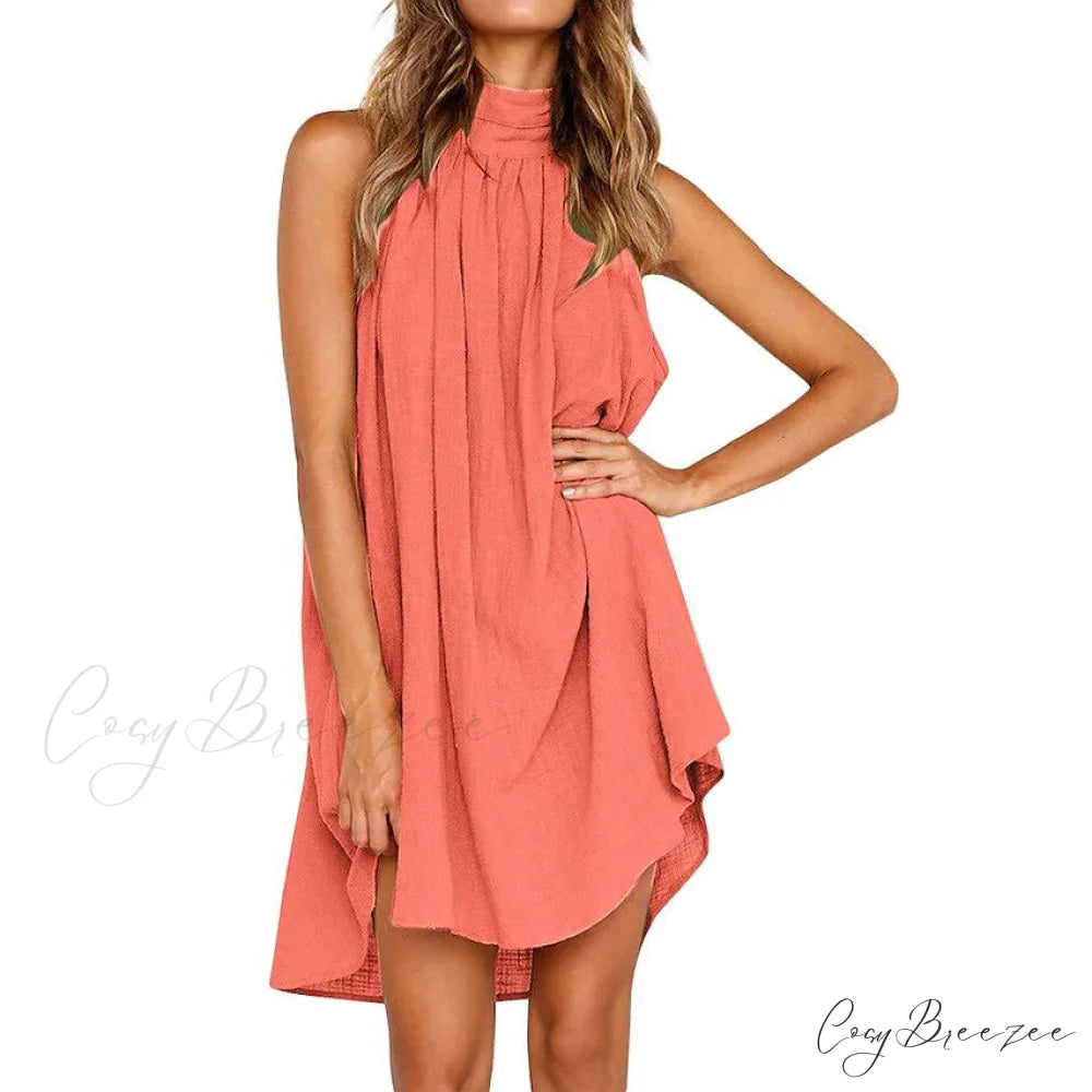 Turtleneck T-Shirt Dress for Women Red / S