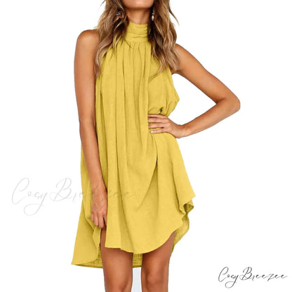 Turtleneck T-Shirt Dress for Women Yellow / S