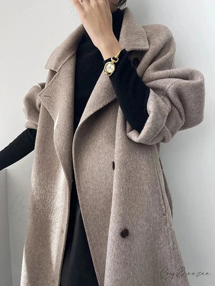 Turtleneck Wool Single-Breasted Coat as shown / S overcoats-241228