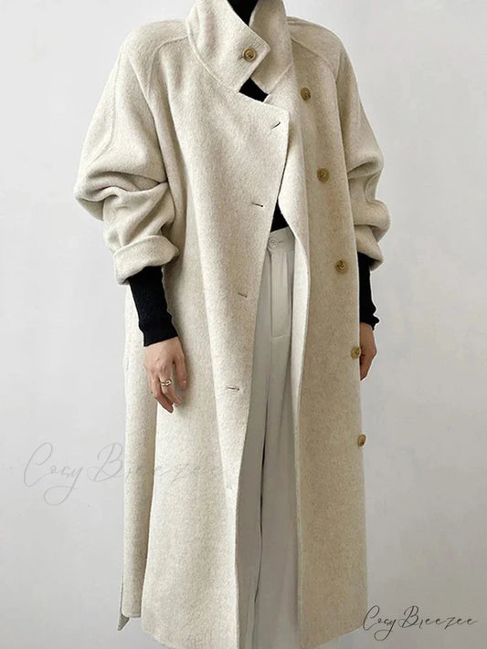 Turtleneck Wool Single-Breasted Coat beige / S overcoats-241228