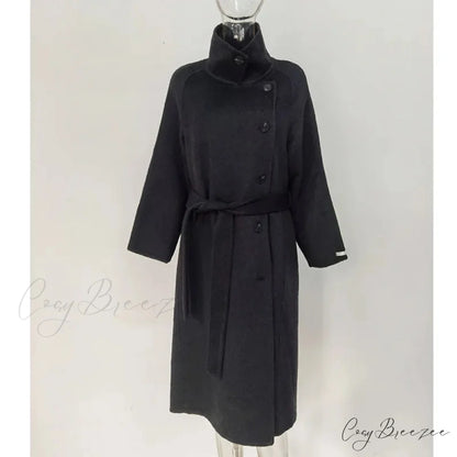 Turtleneck Wool Single-Breasted Coat overcoats-241228