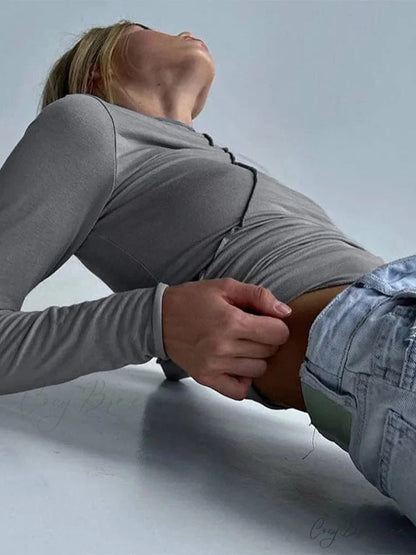 Turtleneck Y2K Long Sleeve Casual Slim Fit Knit Top knittop-250126