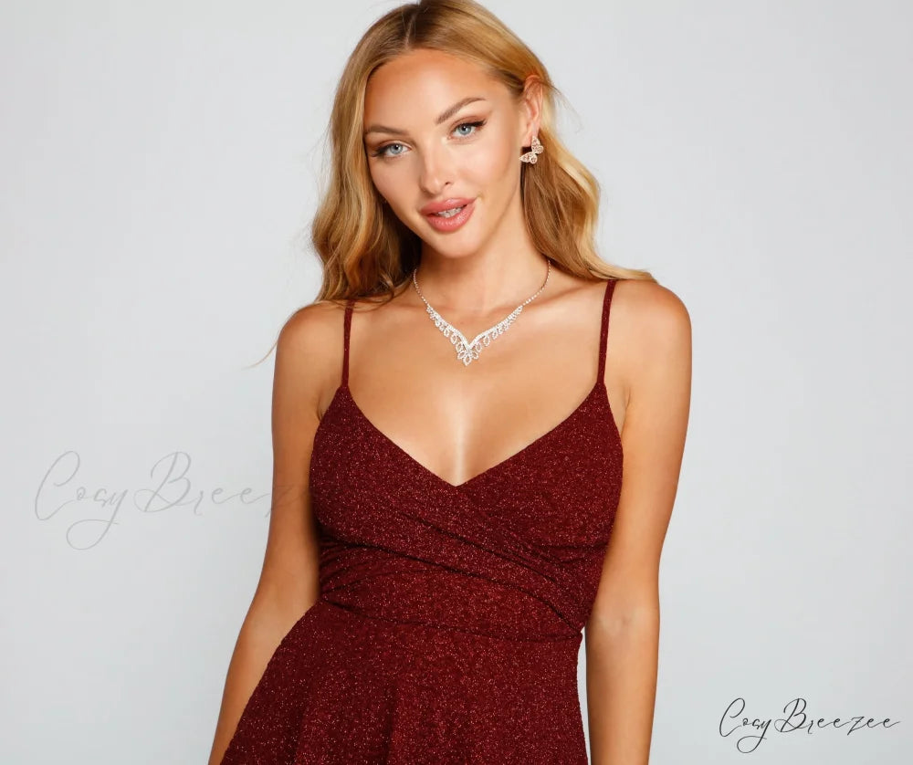 Twirl And Glow Charming Glitter Skater Dress