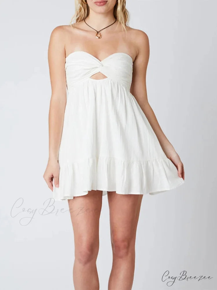 Twisted Cut-Out Mini Dress white / S minidress-250223