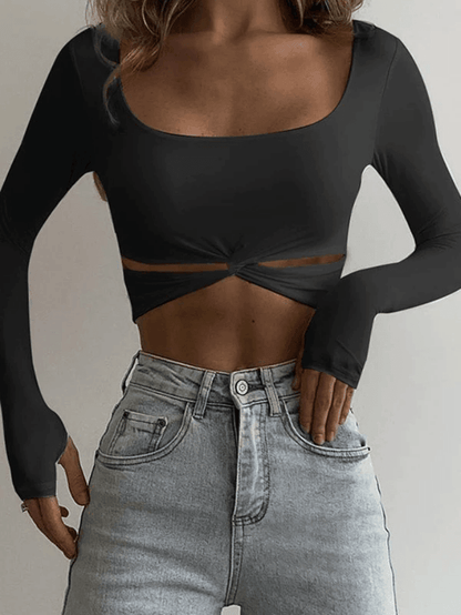 Cosybreezee - Twisted Cutout Crop Tank Top