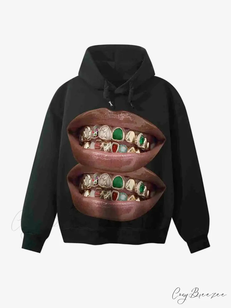 Two-Face Graphic Oversized Hoodie black 3 / S hoodies-241228