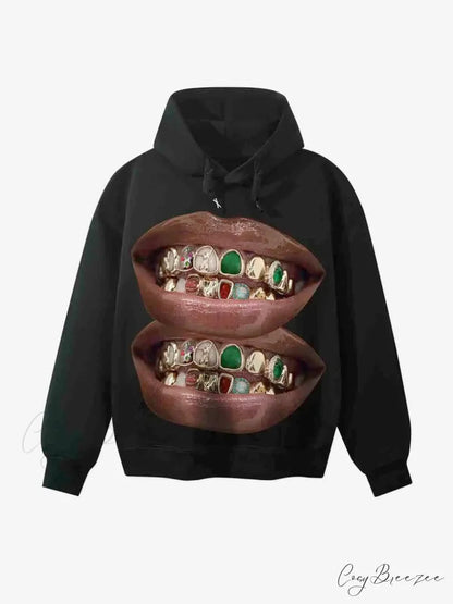 Two-Face Graphic Oversized Hoodie black 3 / S hoodies-241228