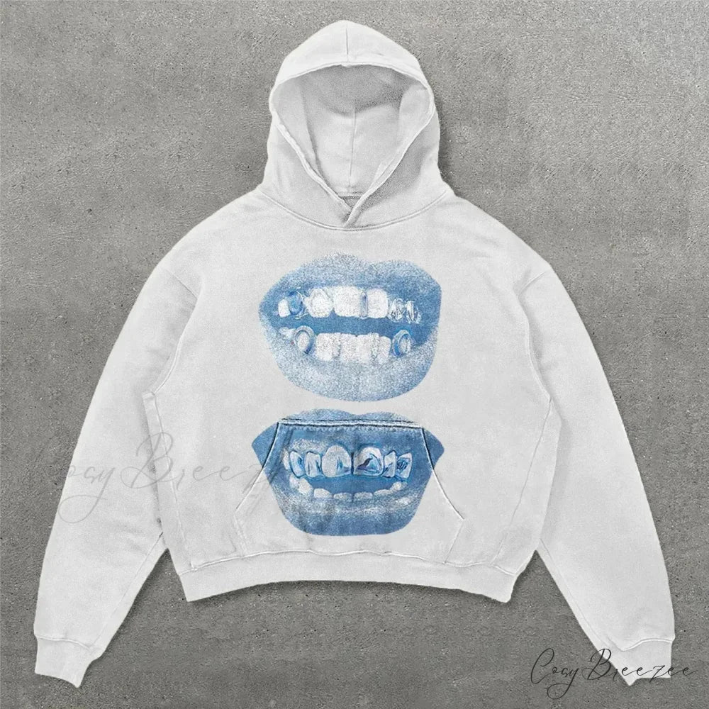Two-Face Graphic Oversized Hoodie white2 / S hoodies-241228