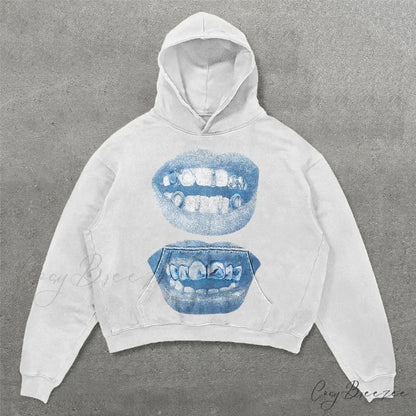 Two-Face Graphic Oversized Hoodie white2 / S hoodies-241228