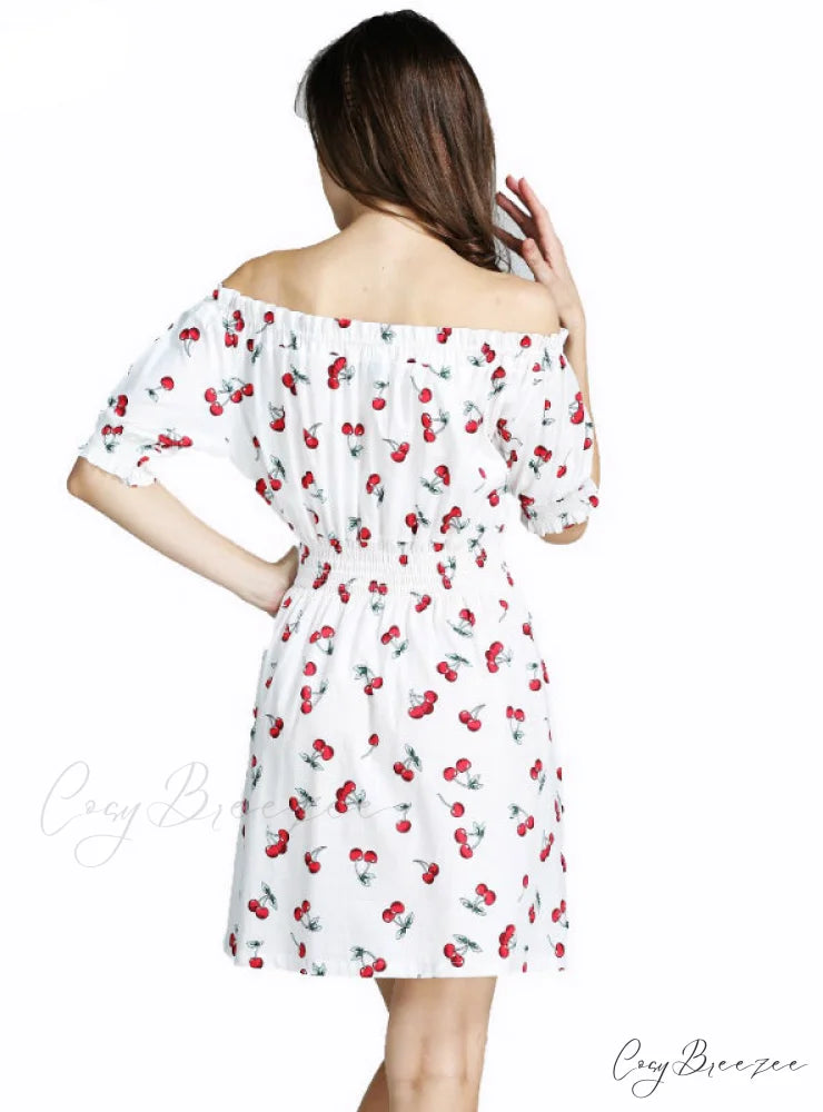 Ukraine Wide Boat Neck Beach Dress S / White