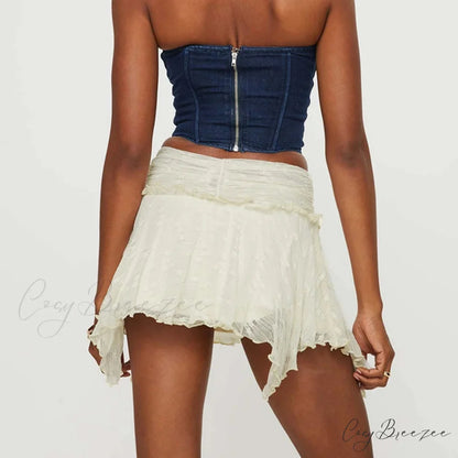 Uneven Gathered Asymmetrical Skirt skirts-250223