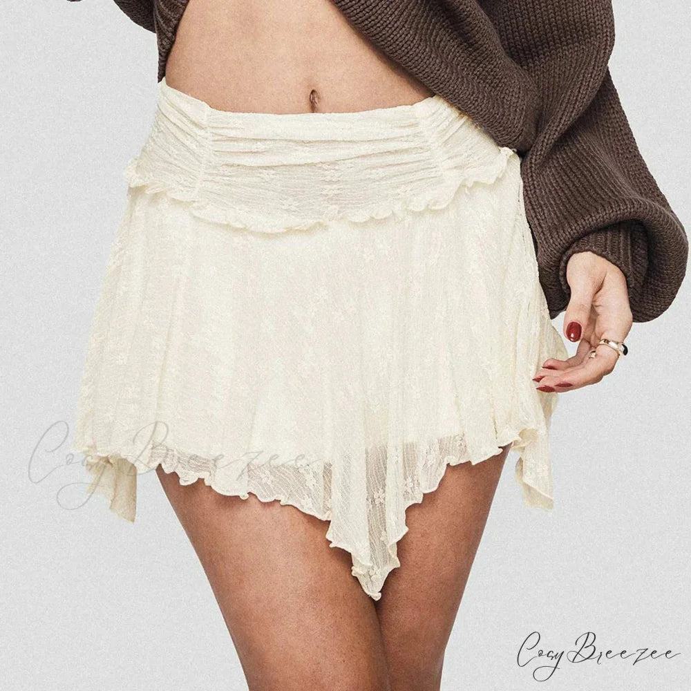 Uneven Gathered Asymmetrical Skirt skirts-250223