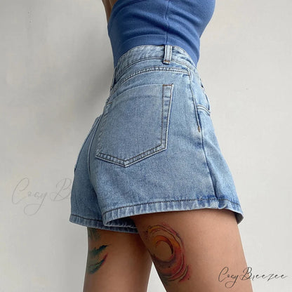 Uneven High Waist Denim Skirt skirts-250223