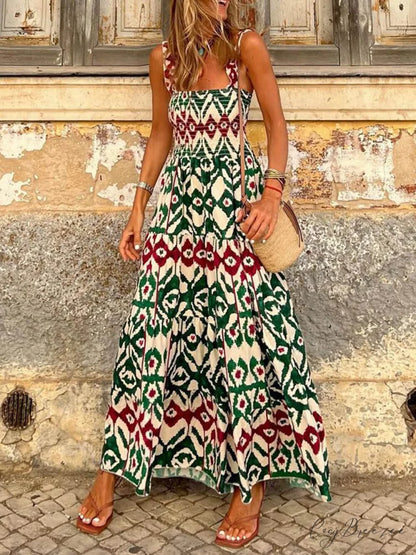 Unique Beach Vacation Charming Printed Halter Hem Dresses