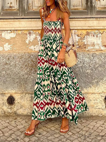 Unique Beach Vacation Charming Printed Halter Hem Dresses