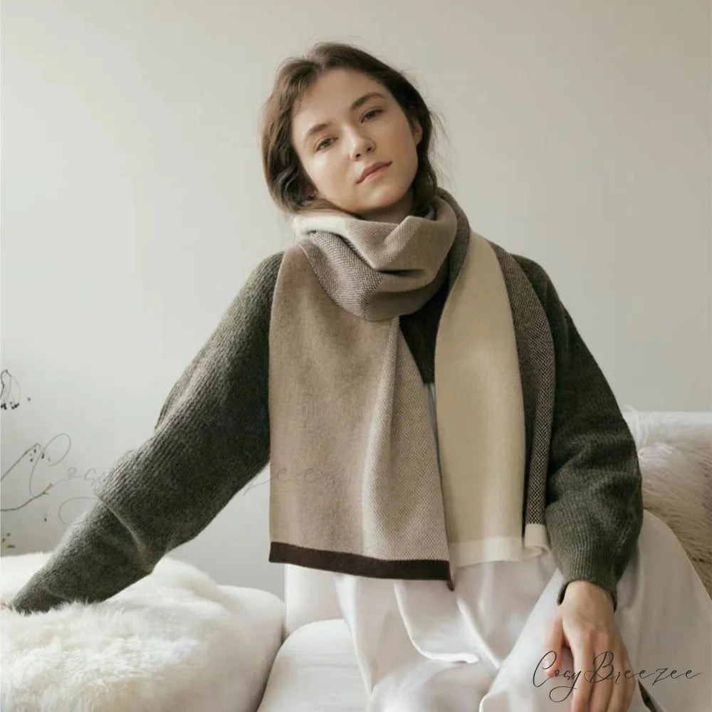 Unique Comfortable Warm Thick Cozy Elegant Stylish Modern Knitted Scarf Camel
