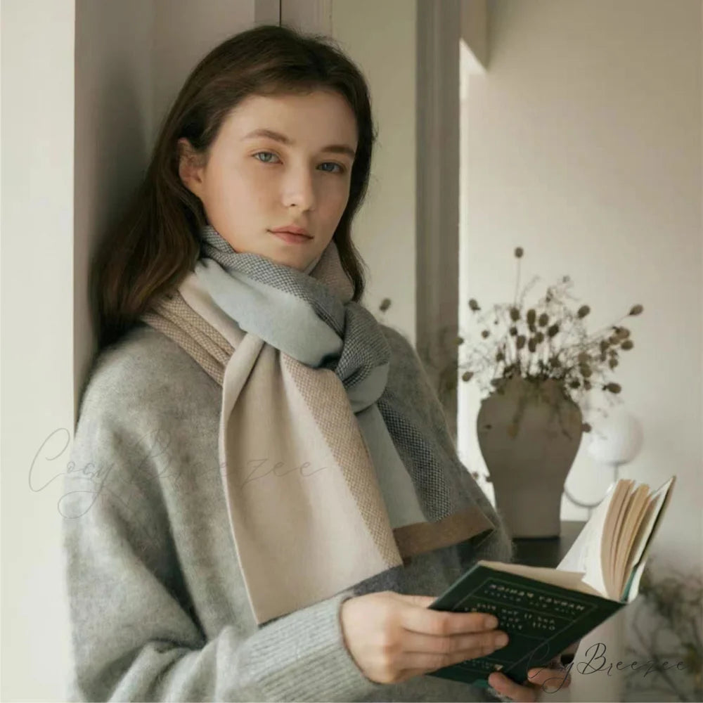 Unique Comfortable Warm Thick Cozy Elegant Stylish Modern Knitted Scarf Camel