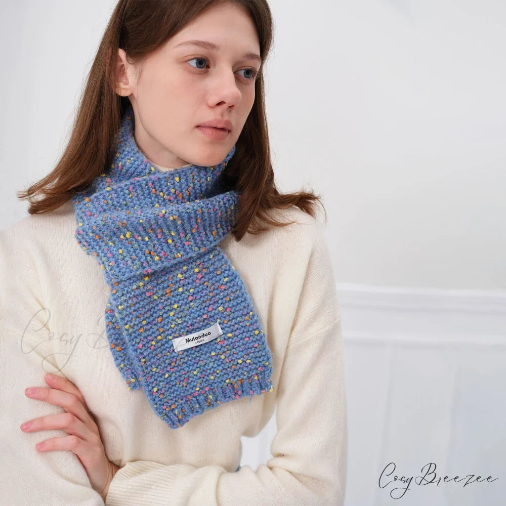 Unique Elegant Fashionable Cozy Warm Multi-color Stylish Modern Scarf Azure Blue