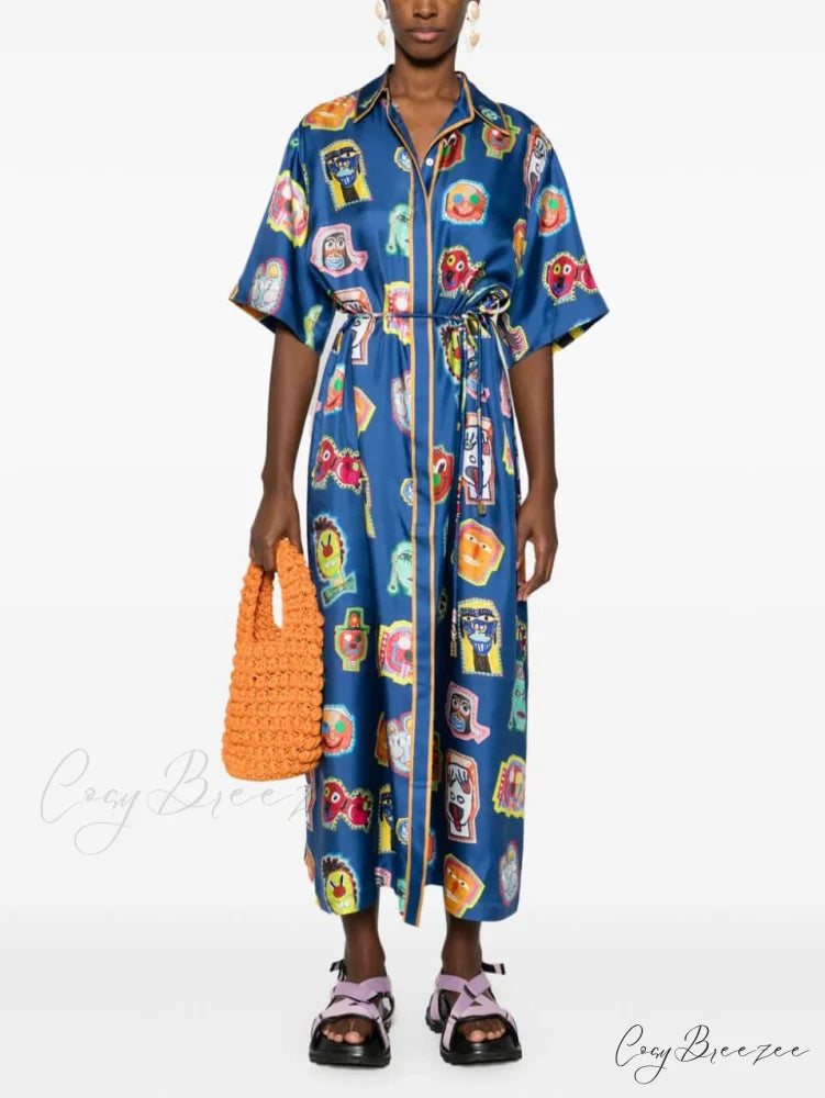 Unique Graffiti Fun Charming Print Midi Dress