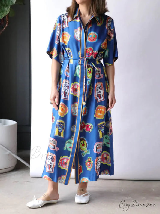 Unique Graffiti Fun Charming Print Midi Dress
