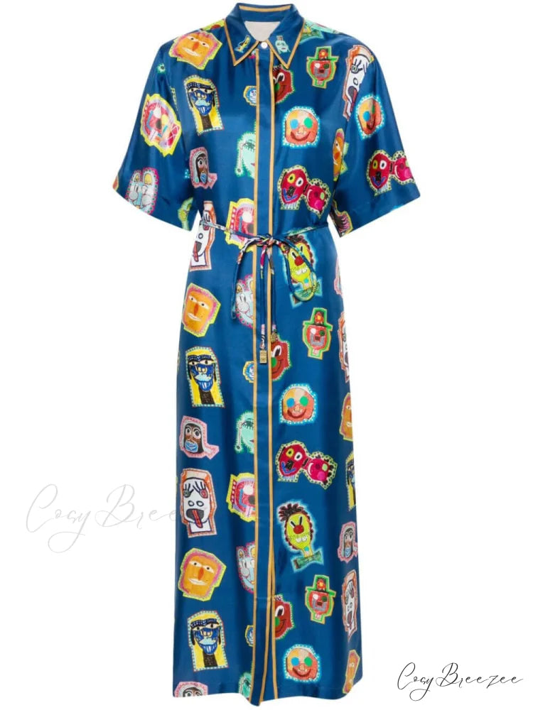 Unique Graffiti Fun Charming Print Midi Dress