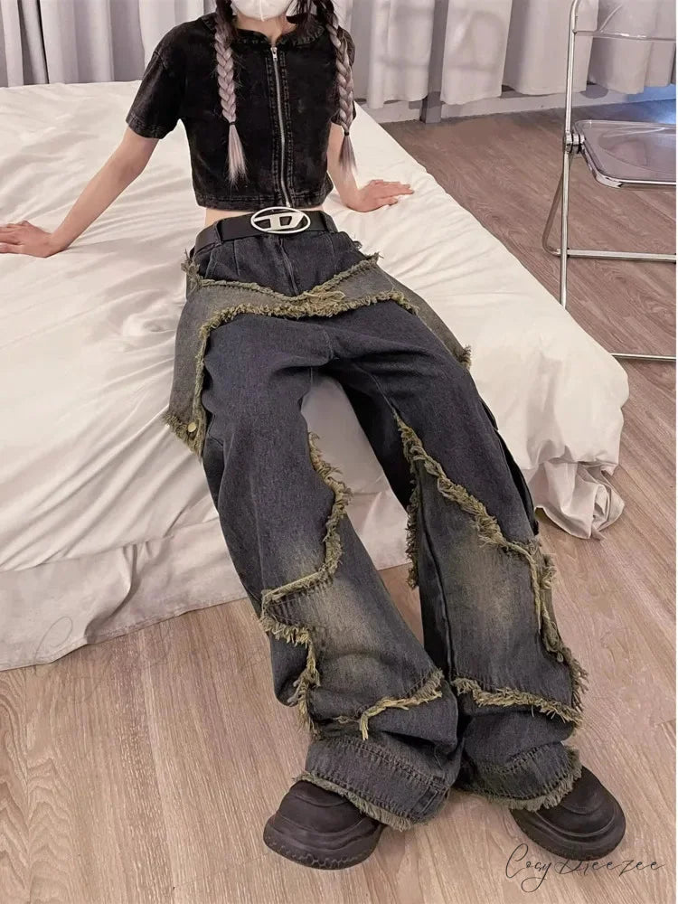 Unique Versatile Straight Leg High Waist Summer Loose Wide Leg Vintage Style Women’s Jean