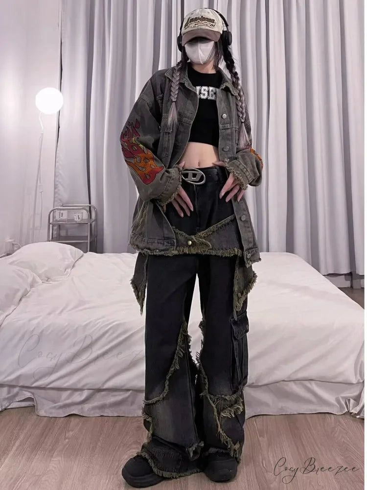 Unique Versatile Straight Leg High Waist Summer Loose Wide Leg Vintage Style Women’s Jean