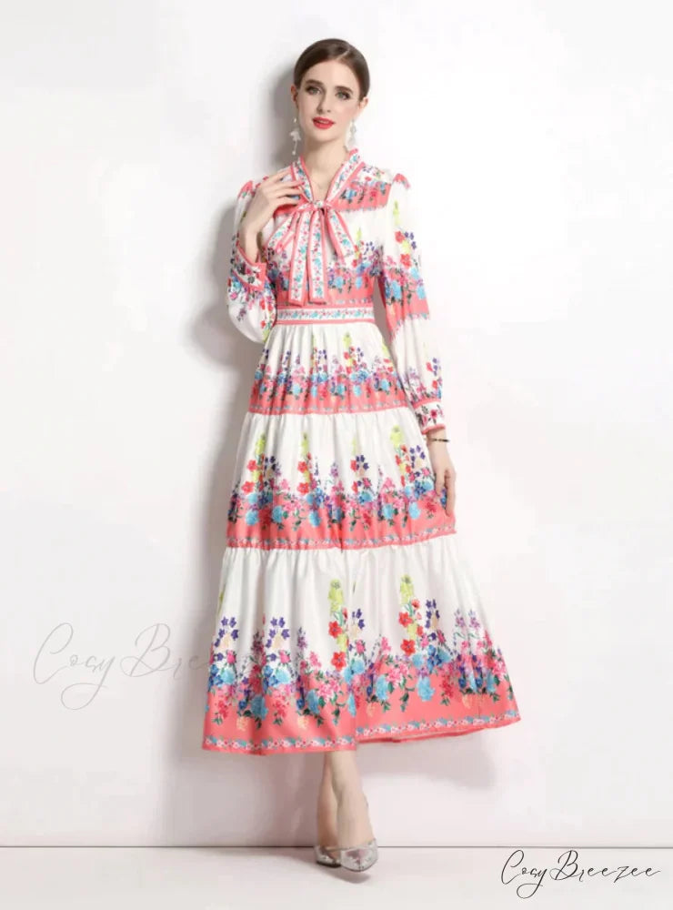 Up Arm Lace with Flowered Long Bow Gown Detail L / green