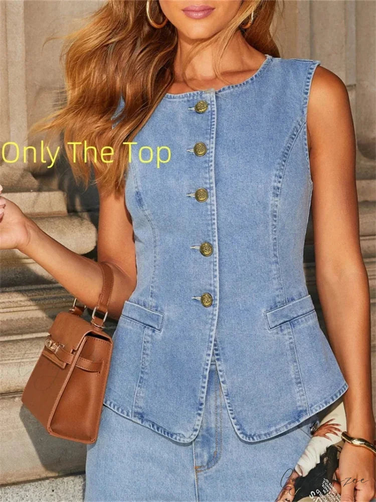 Urban Jean Wide Fit Work Set Only Blue Top / S officetwopieceset-250223