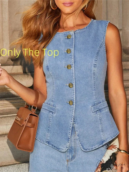 Urban Jean Wide Fit Work Set Only Blue Top / S officetwopieceset-250223