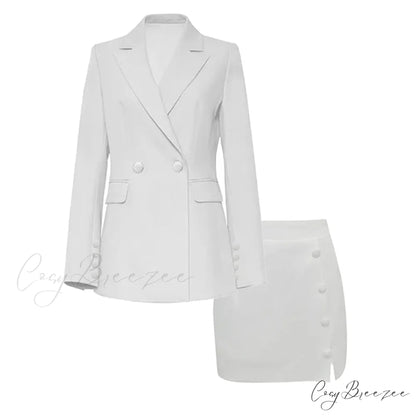 V-neck Casual Long-sleeved Pure White Two-piece Collar Suit Purple / S