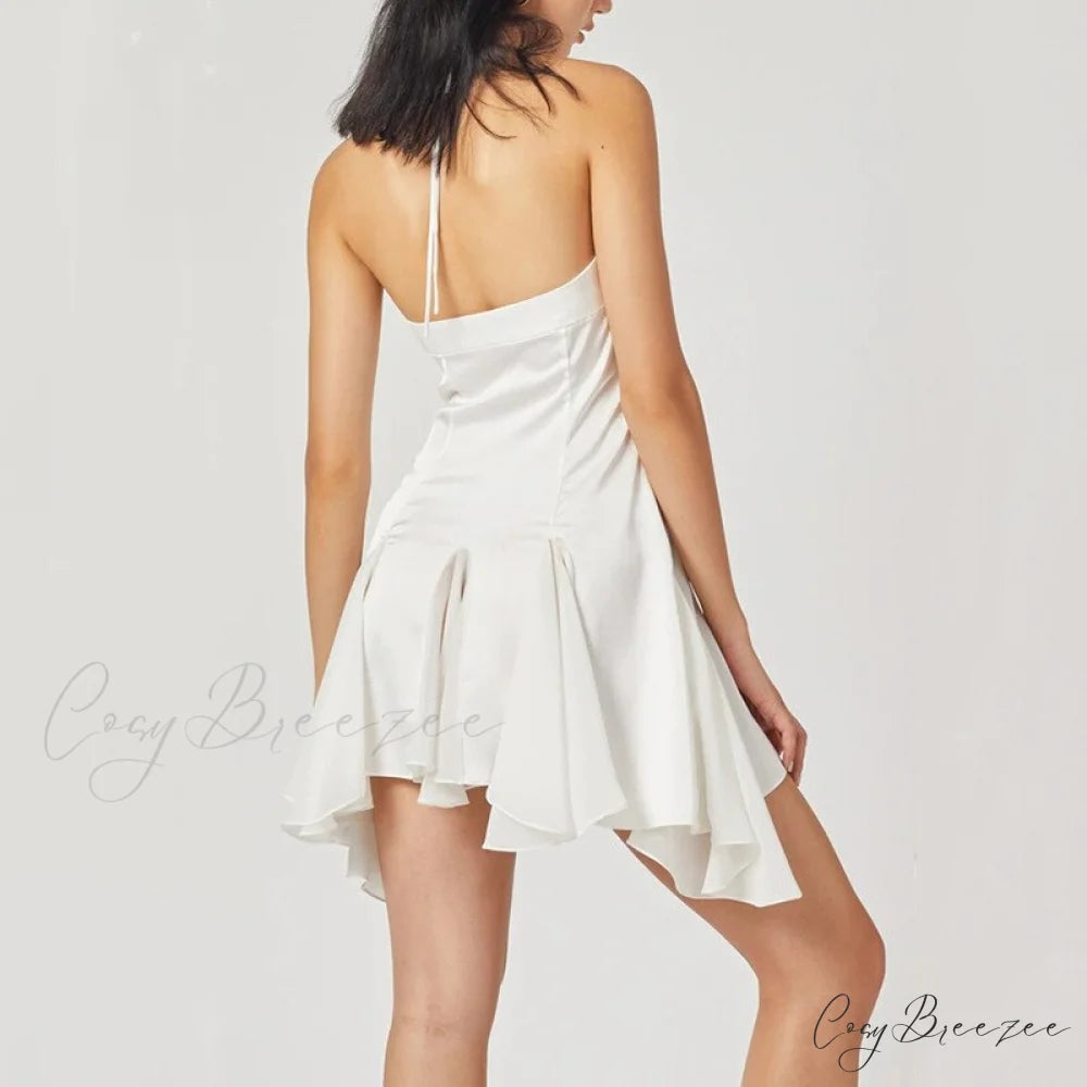 V Neck Chest Wrapping Spaghetti Strap Dresses