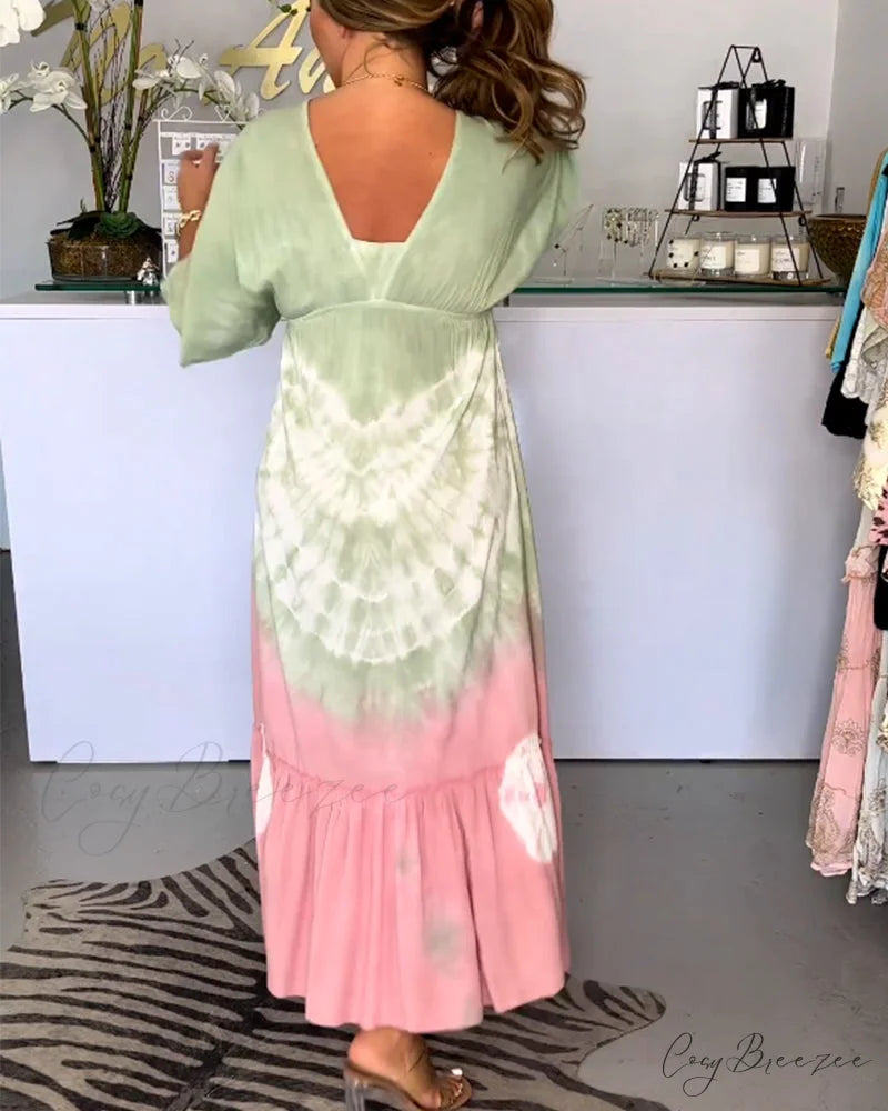 V-neck dress with gradient print