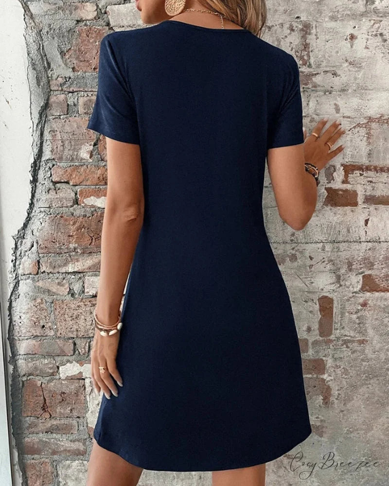 V Neck Dress with Twist Front Input: High Waisted Skinny Jeans Output: High Waisted Skinny Denim Pants Input: Floral