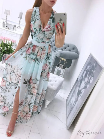 V-neck Evening Fashion Party for Elegant - Split Gown Warm-Season with Women’s Side Gown Clubwear