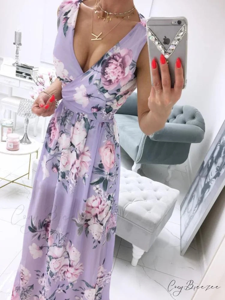 V-neck Evening Fashion Party for Elegant - Split Gown Warm-Season with Women’s Side Gown Clubwear