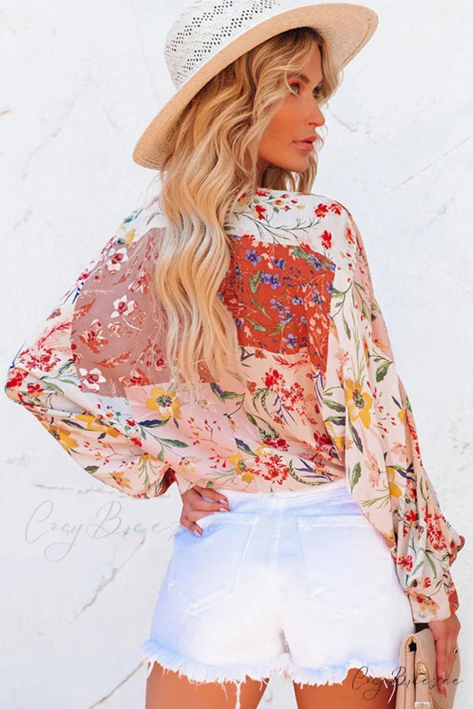 V-Neck Full Design Shirt Red / L