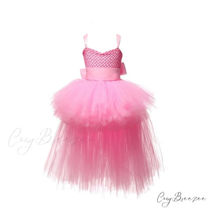 V-neck Gown Girls Gown Party Evening 1-14 Costume Tutu Ball Black Birthday with Halloween Train for Kids for Years Pink
