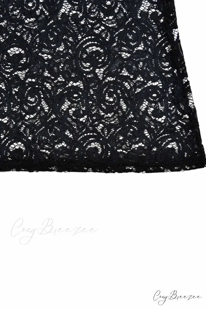 V Neck Lace Flare Sleeve Dress