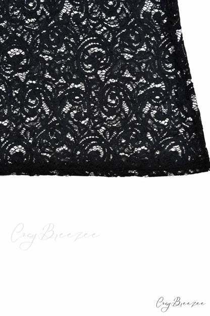 V Neck Lace Flare Sleeve Dress