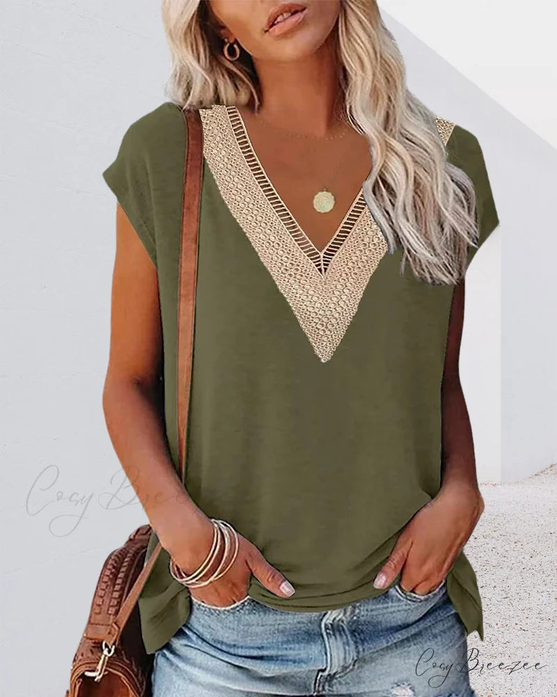 V-neck Lace Tee