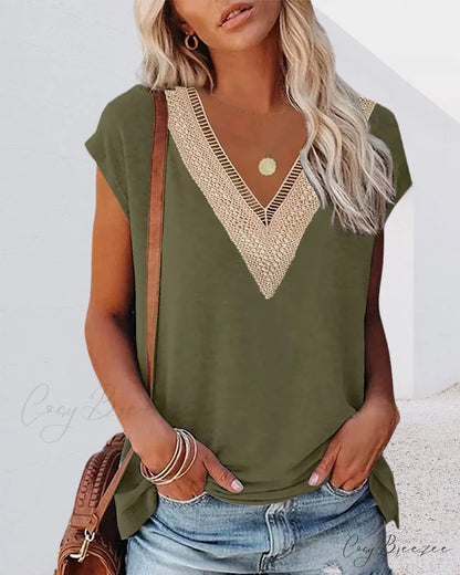 V-neck Lace Tee