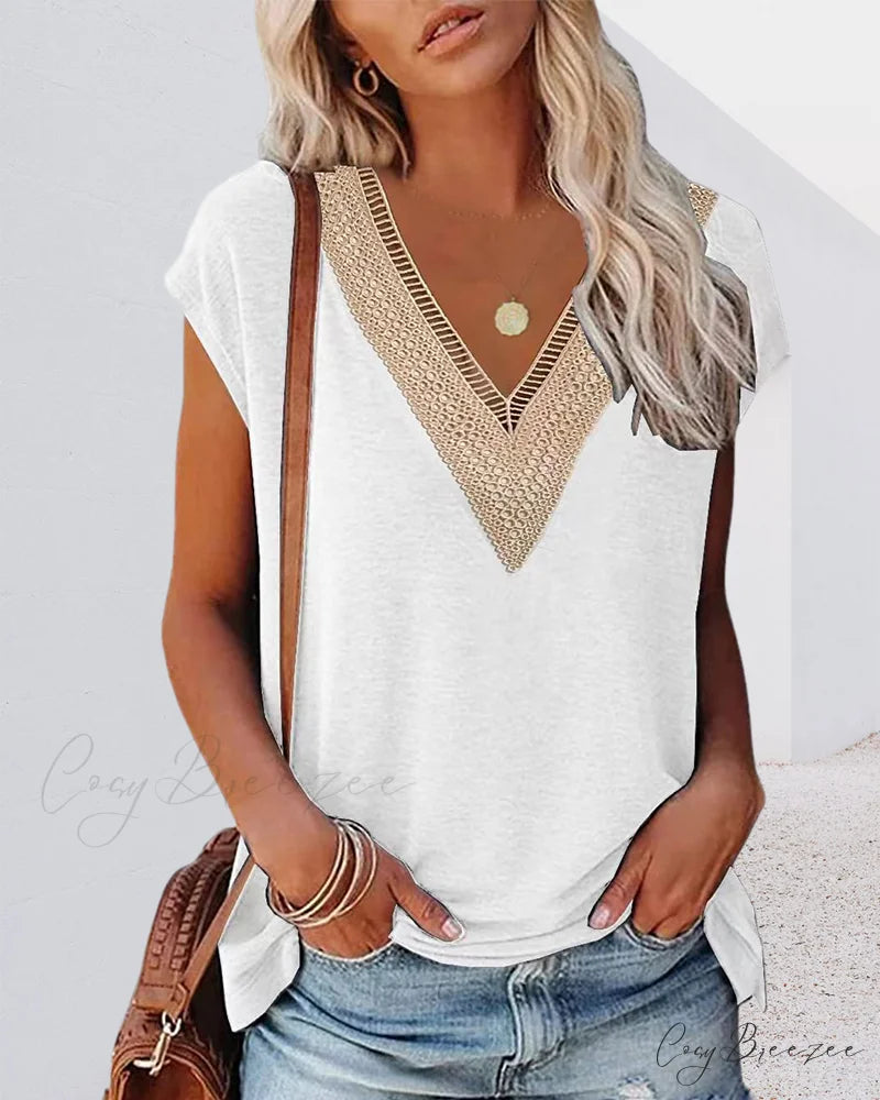 V-neck Lace Tee