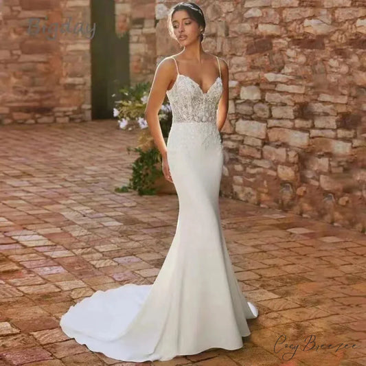 V-Neck Long Train Evening Wedding Dress lvory white / 2 weddingdress-250223
