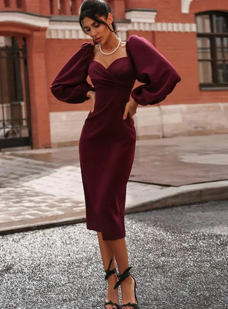 V Neck Off Shoulder Bodycon Dress S / BLACK