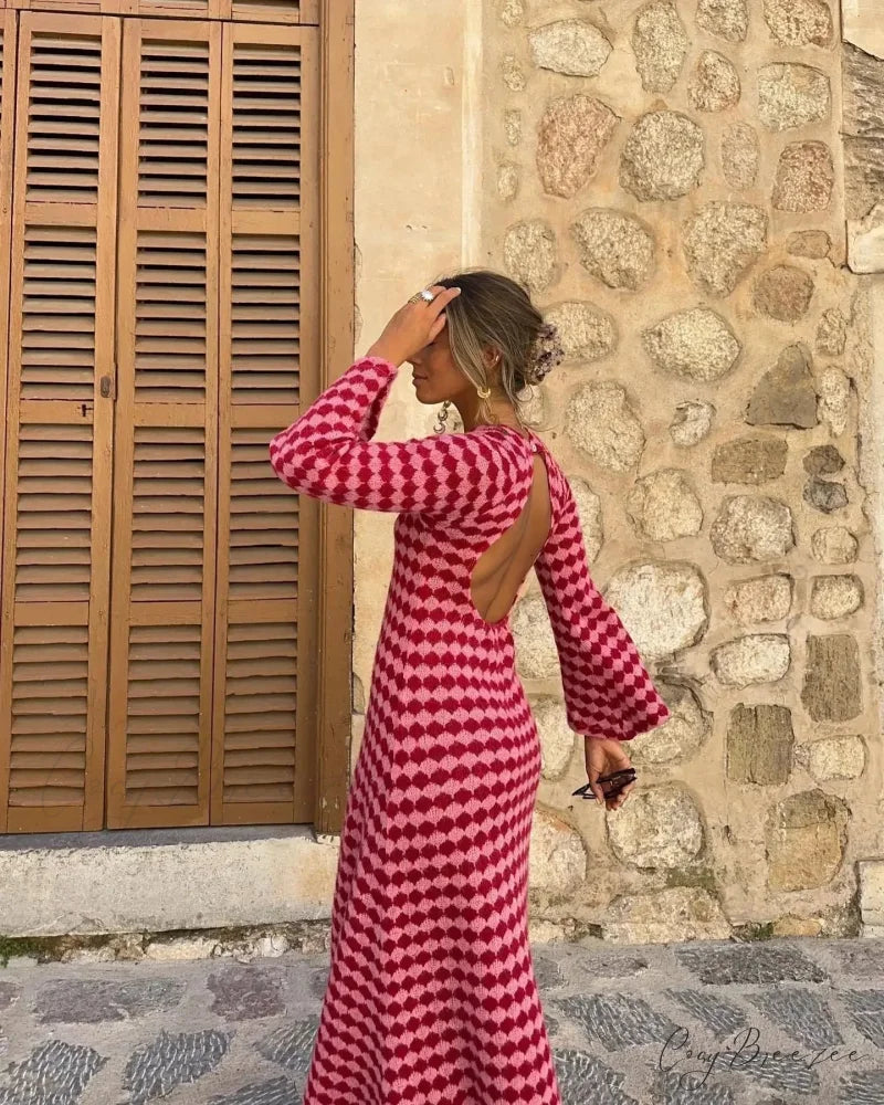 V Neck Plunge Maxi Dress
