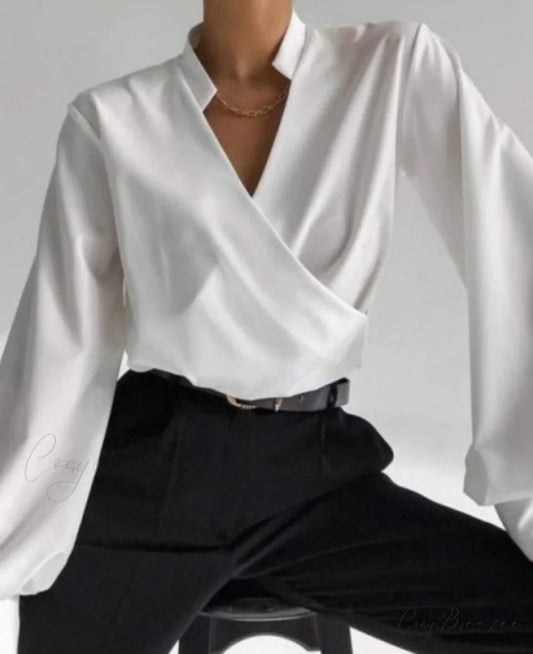 V-NECK SHIRT - TIARA white / S