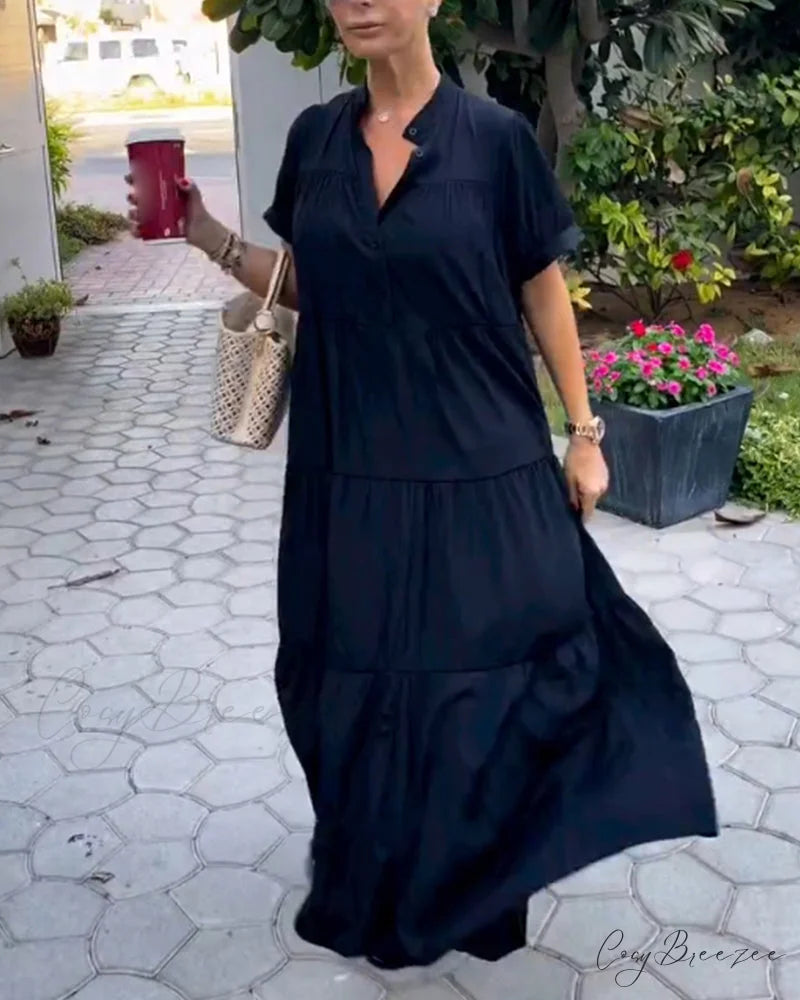 V Neck Short Sleeve Dress