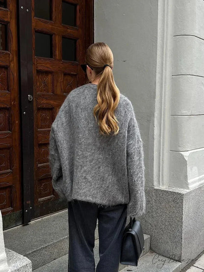 V-neck Single Breasted Loose Cardigan cardigans-241228